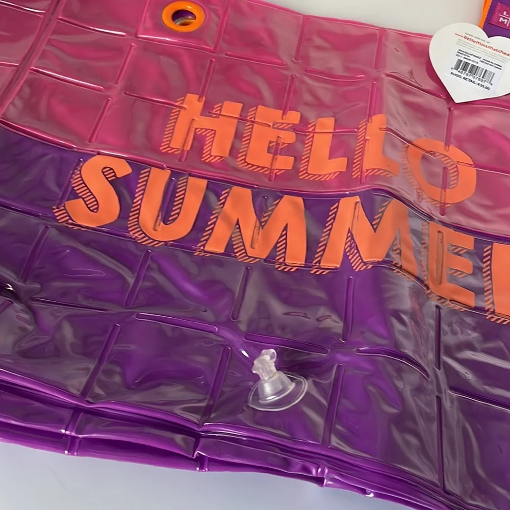 Inflatable Hello Summer Beach Tote Bag - Little Miss Matched Y2K - Pink Purple